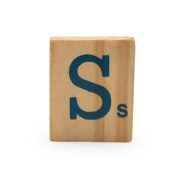 wooden block letter isolated on white background