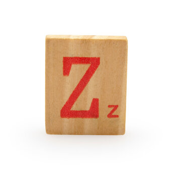 wooden block letter isolated on white background