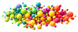 Abstract composition with colorful random flying spheres isolated on transparent background. Colorful rainbow matte soft balls in different sizes. PNG file