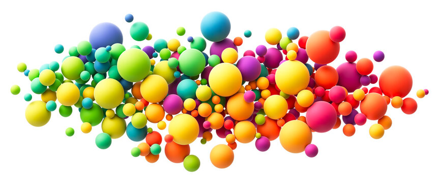 abstract composition with colorful random flying spheres isolated on transparent background. colorfu