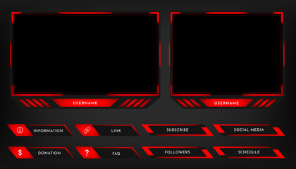 Wall Mural - twitch stream panel overlay template. digital streaming screen interface. live video stream. vector