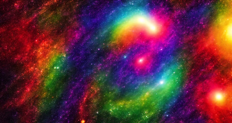 Wall Mural - Cloud of distant galaxies. Colorful fantastic illustration of space. Generative AI.