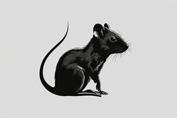 Sticker - Rattus rattus, the black rat, on a white background. Generative AI