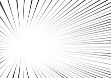 Manga Radial Speed Lines For Comic Effect. Motion And Force Action Focus Flash Strip Lines For Anime Comic Book. Vector Background Illustration Of Black Ray Manga Speed Frame Or Splash And Explosion.