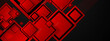 Abstract red and black banner background with square and lines