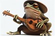Isolated Frog With Guitar. Generative AI