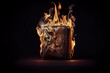 Studio Shot Of Burning Leather Wallet. Generative AI