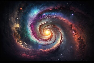 Wall Mural - dark themed colorful galaxy with shiny stars. generative ai.