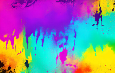 Abstract grunge art background texture with colorful paint splashes.