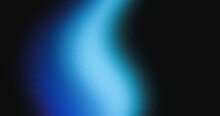 Abstract Blue Colors Gradient Wave On Black Background, Blurry Lights On Dark Noise Texture, Copy Space