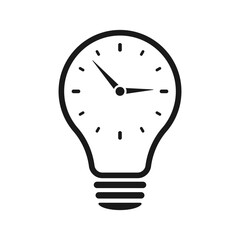 Wall Mural - Clock inside a light bulb. Vector illustration