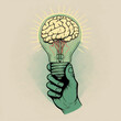 © Hun - Light Bulb with a Brain Illustration