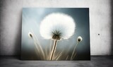 Fototapeta Dmuchawce -  a picture of a dandelion on a gray background.  generative ai