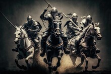 Knights On Horses, Fight, War, Generative Ai