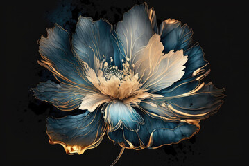 a wallpaper botanical flowers with one big flower for whole artwork flowing alcohol ink style biolum