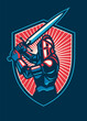 Knight Shield Badge Sport Logo Style