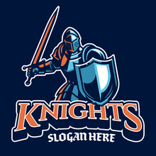 Sport Mascot Style Of Brave Knight Warrior