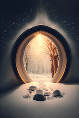 Wall Mural - The portal to the other world. Future cyber technology time machine. Parallel dimension time line concept ,made with Generative AI