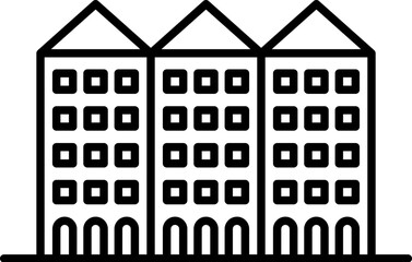 Poster - building icon. Simple thin line, outline vector of Buildings icons for UI and UX, website or mobile application on dark blue gradient background on the background of a light map