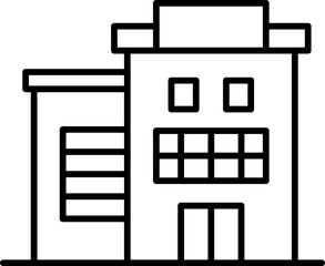 Poster - building icon. Simple thin line, outline vector of Buildings icons for UI and UX, website or mobile application on dark blue gradient background on the background of a light map