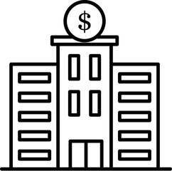 Poster - bank, building icon. Simple thin line, outline vector of Buildings icons for UI and UX, website or mobile application on dark blue gradient background on the background of a light map