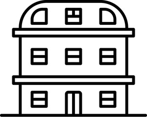 Poster - building icon. Simple thin line, outline vector of Buildings icons for UI and UX, website or mobile application on dark blue gradient background on the background of a light map