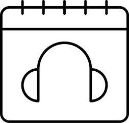 Poster - Calendar, headphone icon. Simple thin line, outline vector of calendar icons for ui and ux, website or mobile application on white background
