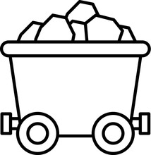 History, Mine Cart Icon. Simple Thin Line, Outline Vector Of History Icons For UI And UX, Website Or Mobile Application On White Background
