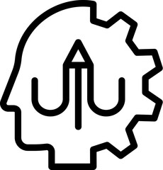 Poster - human, brain, learning, pen icon. Simple thin line, outline vector of Mind process icons for UI and UX, website or mobile application on white background