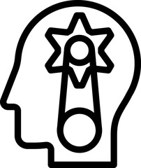 Poster - human, brain, brainstorming, mental process icon. Simple thin line, outline vector of Mind process icons for UI and UX, website or mobile application on white background