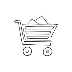 Poster - shop trolley sketch vector illustration on a transparent background