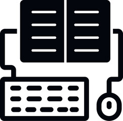 Poster - homework, online training, keyboard, mouse icon. Simple glyph, flat vector of Online traning icons for UI and UX, website or mobile application on white background