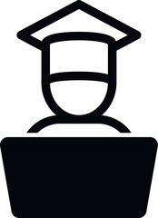 Poster - laptop, education, online training icon. Simple glyph, flat vector of Online traning icons for UI and UX, website or mobile application on white background