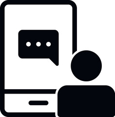 Fototapete - online learning, chat, mobile, chat training icon. Simple glyph, flat vector of Online traning icons for UI and UX, website or mobile application on white background