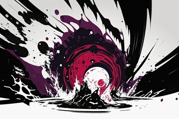 Aufkleber - The dam of ink water broke. Sci fi equivalent of a wormhole. There was a whiteout and a flood of paint. Background abstract creative shot in 6k purple with a Red Cinema camera. Generative AI
