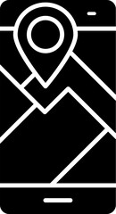 Poster - smartphone, phone, locationicon. Simple glyph, flat vector of smartphone icons for UI and UX, website or mobile application on white background