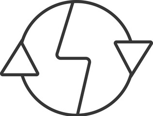 Poster - Lightning sign in a circle with arrows icon. Simple outline vector of Sustainable Energy set icons for UI and UX, website or mobile application on white background