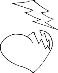 Poster - Heart, lightning sketch vector illustration on white background