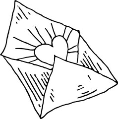 Poster - Envelope, letter, heart sketch