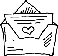 Poster - Envelope, letter, heart sketch