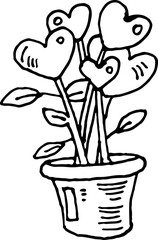 Poster - Plant, pot, flowers sketch