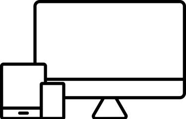 Poster - adaptive ,design icon. Simple outline vector of Web Design Development set icons for UI and UX, website or mobile application on white background
