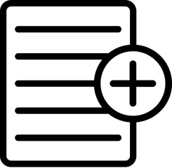Poster - Add text file plus icon. Simple thin line, outline vector of Web icons for UI and UX, website or mobile application on white background