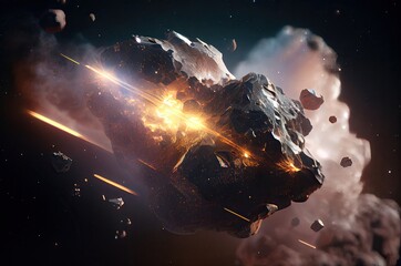 Poster - Asteroid Traveling Through Space Generative AI
