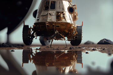 Poster - Close Up Of Lunar Landing Generative AI