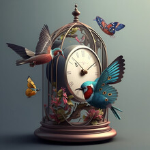 Hummingbird In A Clock