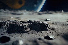 Close Up Of Moon With Earth And Background Generative AI
