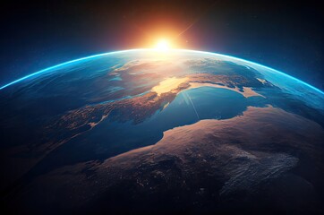 Poster - Sun Earth View From Space Generative AI