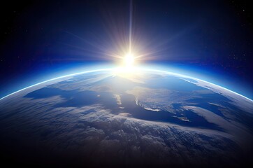Poster - Sun And Earth View From Space Illustration Generative AI