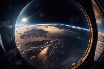 Poster - View Of Earth And Sun From Space Generative AI